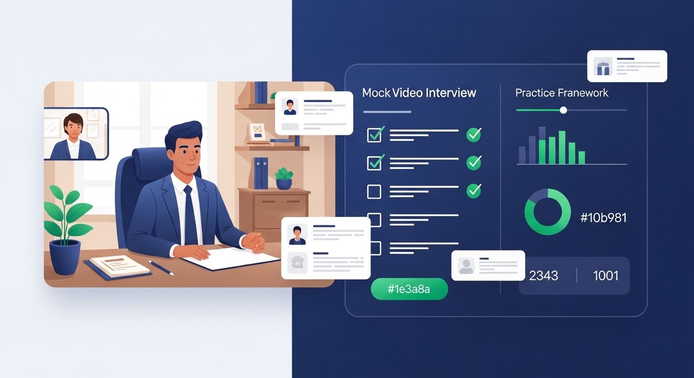 Entrevista simulada de práctica profesional con lista de verificación y sistema de puntuación