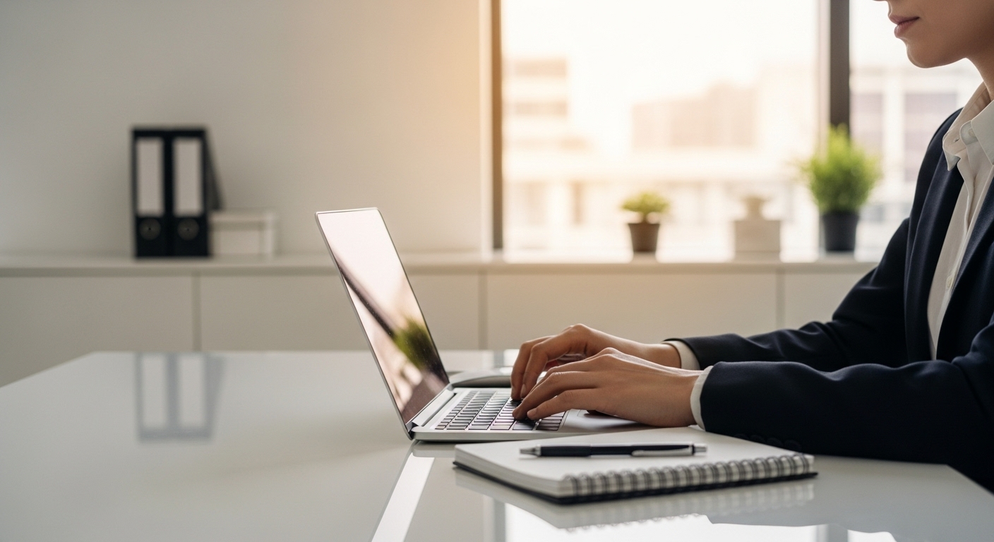 Professional writing a thank you email after job interview